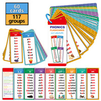 60 cartes de vocabulaire de phonétique anglaise et de mots de langues étrangères à reliure annulaire pour l'apprentissage précoce des enseignants et des élèves