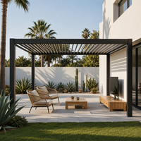 Pergola bioclimatique motorisée en aluminium avec toit à lames orientables, design écologique pour structures extérieures de jardin