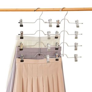 Multi Functional Metal Pant Skirt <b>Hanger</b> With Clips For Closet Storage Organization Rectangle Shape Wall Mounted Type - Product Image 1