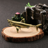 Figurine de requin en laiton de style antique transfrontalier pour service à thé, décoration de bureau, présentation animale, artisanat