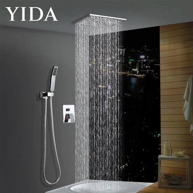 Bathroom Shower Drain Set Wall Mounted Faucet Ceiling Led High Pressure Shower Head