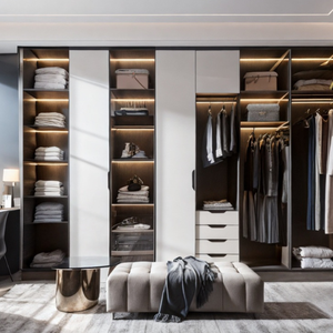 مجموعة خزانة ملابس حديثة بإطار ألومنيوم مخصص وباب زجاجي لغرفة النوم - Product Image 2