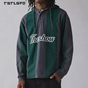 Sudadera con Capucha para Hombre, Estilo Casual de Invierno, Cuello con Botones, Corte Regular, Estilo Deportivo Vintage, 100% Algodón Orgánico, Precio de Fábrica OEM - Product Image 1