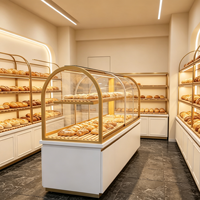Kommerzielle Bäckerei LED-Schrank Vitrine Metall Glas Insel für Mall Retail Store Kuchen Display Backen Eisen Material