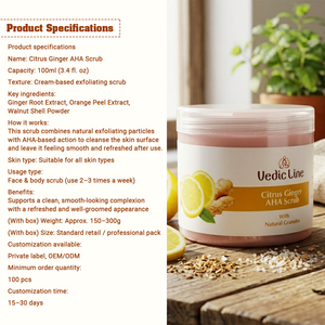 Vedic Line Citrus Ginger AHA Scrub for Deep Exfoliation Brightening Skin Renewal Body and Face Scrub Available for Sale - Product Image 3
