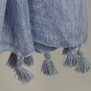 Hijab naturel tie-dye avec franges, écharpe en rayonne froissée et coton pour femmes musulmanes, châle islamique doux et fluide, vente en gros - Product Image 5