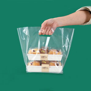 Bolsa Impermeable para Comida para Llevar de Restaurante, con Logotipo Comercial Personalizado Impreso, Bolsa de Plástico con Asa Troquelada, Bolsa de Embalaje Transparente - Product Image 1