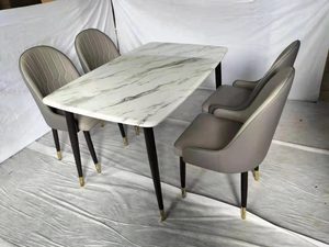 Juego de diseño de fabricación de mesa de comedor de 6 plazas con sillas mesa de mármol rectangular de lujo para restaurante - Product Image 6