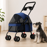 Poussette pour animaux de compagnie robuste à châssis bas, stable, à 4 roues, avec cadre en aluminium de 2,5 mm, pliable, respirante, personnalisable, vente en gros OEM