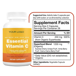 Suplemento de vitamina C complejo con etiqueta OEM ODM, extracto orgánico de fruta <span class=keywords><strong>Amla</strong></span> Berry, cápsulas vegetales, superalimento, suplemento sanitario - Product Image 2