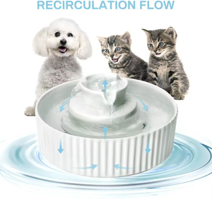 Fontaine à eau pour chat en céramique 2,1 L, abreuvoir automatique pour animaux de compagnie avec distributeur en porcelaine rechargeable - Product Image 5
