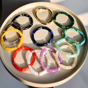 แฟชั่นเครื่องประดับY2Kอะคริลิคที่มีสีสัน<span class=keywords><strong>Sfumato</strong></span>หินอ่อนรูปแบบข้อศอกเรซิ่นสร้อยข้อมือกําไลข้อมือผู้หญิง - Product Image 2