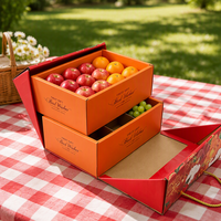 Herstellerbedruckte Starre Klappbare Obst-Geschenkbox Mehrteilige Karton-Obstverpackungsbox mit Tragegriff