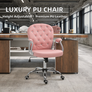 Chaise de bureau Longkun moderne de luxe en cuir PU, hauteur réglable, pieds chromés polis, haute qualité, pour salon et loisirs, en acier - Product Image 2