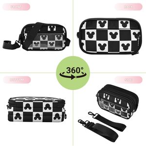Bolsos cruzados transparentes de PVC con diseño de dibujos animados negros personalizados, portátiles, 3 en 1, ligeros, de poliéster, con cierre de cremallera, tipo bandolera. - Product Image 4