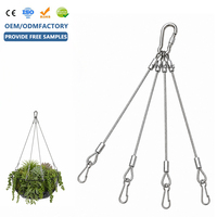 Kit de suspension pour plantes de jardin avec 3 cordons en câble d'acier inoxydable et crochets en S pour paniers de plantes