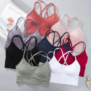 Plus Size High Impact Comfortable Pink Sports Bra Top For Fitness Women Nylon Cross Straps Running Gym Workout Active Wear