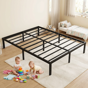 Nuevo Diseño, Fácil de Montar, Base de Cama Queen Size Negra, Cama Metálica Doble para Dormitorio con 14 Pulgadas de Alto - Product Image 1