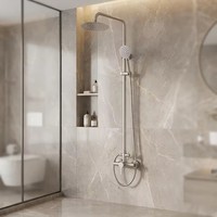 Ensemble de robinetterie de douche 2 voies en acier inoxydable SUS 304 avec pommeau de douche pluie et mitigeur pour hôtel