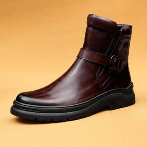 Men's Genuine Leather Ankle Chukka <b>Boots</b> Round Toe Buckle Strap Warm Winter Rubber Outsole EVA Midsole Wedding shoes - Product Image 3