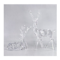 Nouvel ornement de Noël en plastique transparent brillant en forme de renne avec des styles couchés et debout, ornement de Noël scintillant en forme de cerf pour la décoration de la maison et des fêtes