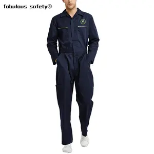 Ship anytime Basic Navy Long Sleeve Cotton Antistatic Fr Coverall Uniform With Logo