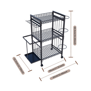 Carrello Multifunzionale per Attrezzature Sportive, Portaoggetti per Basket e Tappetini Yoga con Ripiano in Metallo, Imballato in Scatola - Product Image 6