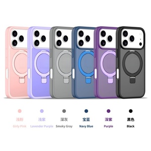 Coque arrière mate en PC de haute qualité avec support métallique magnétique pour iPhone 17 Air 16E 15 Pro Max, coque givrée, vente en gros - Product Image 6