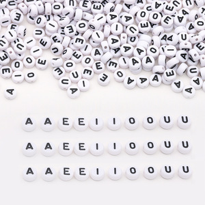 Vowel Letter <b>Bead</b> Best Selling 7x4mm White Acrylic Alphabet <b>Beads</b> for DIY Fashion Jewelry <b>Plastic</b> Lucite <b>Beads</b> - Product Image 1