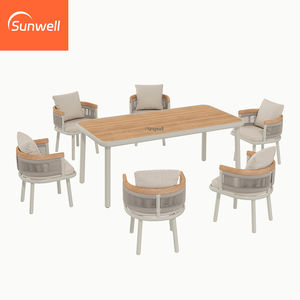 Ensemble de <span class=keywords><strong>table</strong></span> et de chaises en aluminium de qualité supérieure pour l'extérieur, <span class=keywords><strong>avec</strong></span> chaise en corde, résistant à l'eau et aux UV, pour hôtel et restaurant - Product Image 3