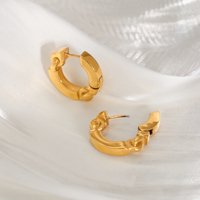 MYNECK PROMOTION BOUTIQUES DE BIJOUX TENDANCE Boucles d'oreilles créoles demi-lune en acier inoxydable plaqué or 18 carats, anti-ternissement, nouveau style Cottagecore OOTD