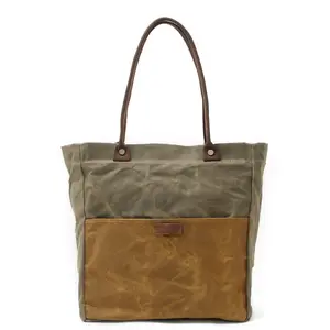 Fashion Batik Canvas Women's Bag Simple Waterproof Retro Clash Color Shoulder Bag Tote Shopping Bag