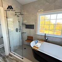 Porte de douche arquée Mars Villa 8 10mm à pivot souple 76 pouces, sans cadre, chromée, légèrement réfléchissante, OEM