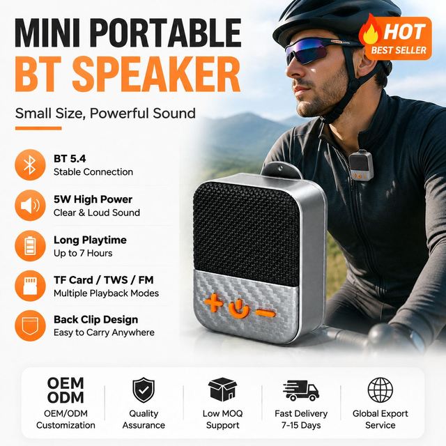 Mini Portable Speaker with Microphone Clip-on Wireless Karaoke Speaker Outdoor Waterproof Music Box for Travel/Party