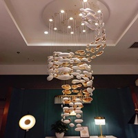 Grand lustre moderne en verre pour hall d'hôtel, villa, décoration, forme d'œuf créative, entrée, plafond haut