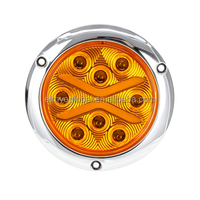 Feu arrière rond de 4 pouces à 14 LED avec anneau de gel à double intensité et avertissement stroboscopique 12-24V pour camions et remorques, étanche IP67