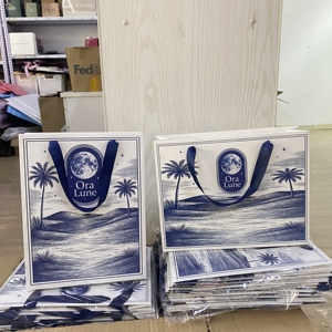 Borsa Regalo di Lusso in Carta Goffrata con Logo Personalizzato, per Shopping e Abbigliamento, con Manico in Nastro Resistente - Product Image 5