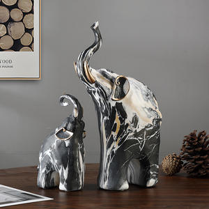 Creative Marble Pattern Auspicious Elephant Folk Art Epoxy <b>Resin</b> Sculpted Figurine Home Decoration Living Room Artistic Crafts - Product Image 4