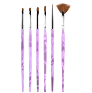 6pcs/Set Nail Brush Kit Gel Pen Gradient Liner Painting Acrylic <b>Builder</b> Drawing Carving Brush Set for Manicure Salon Nail Art - Product Image 2
