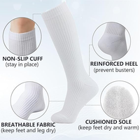 Chaussettes de sport à logo longue durée, chaussettes hautes jusqu'au genou, vente en gros, faible MOQ, chaussettes de sport personnalisées, unisexe, chaussettes de compression pour les voyages en avion