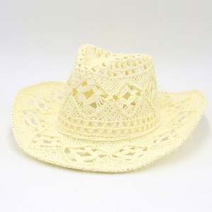 Wholesale Hollow Out Weave <b>Pattern</b> Straw Hat Beach Summer <b>Paper</b> Straw Cowboy Hat for Women Traveling Sun Shade - Product Image 3