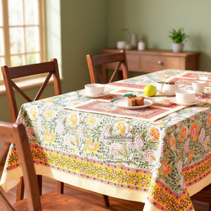 Khushboo Cotton 3mm Thick Natural Style Floral Print Home Decoration Wedding Garden Party <b>Table</b> <b>Runner</b> <b>Placemat</b> - Product Image 3