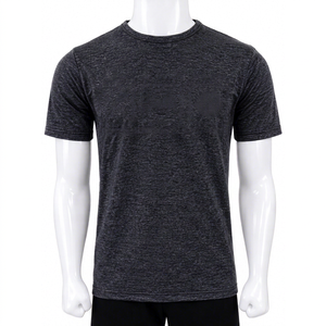 Camiseta de Manga Corta para Hombre, Color Negro Jaspeado, Corte Regular, Cuello Redondo, Informal, Tejido de Punto, Secado Rápido, 100% Poliéster - Product Image 1