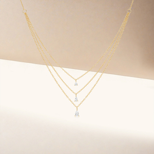 Collar de Moda CANNER Dorado con Tres Capas de Zirconia, Collar con Diseño de Gota de Agua para Uso Diario para Chicas - Product Image 3