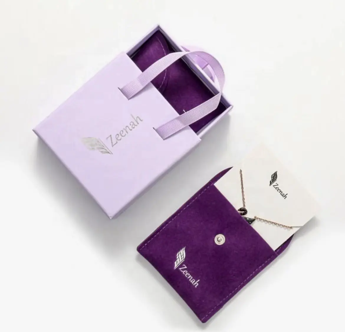 Ustom-caja de joyería con asa, paquete de joyería con bolsa de joyería impresa con Logo propio