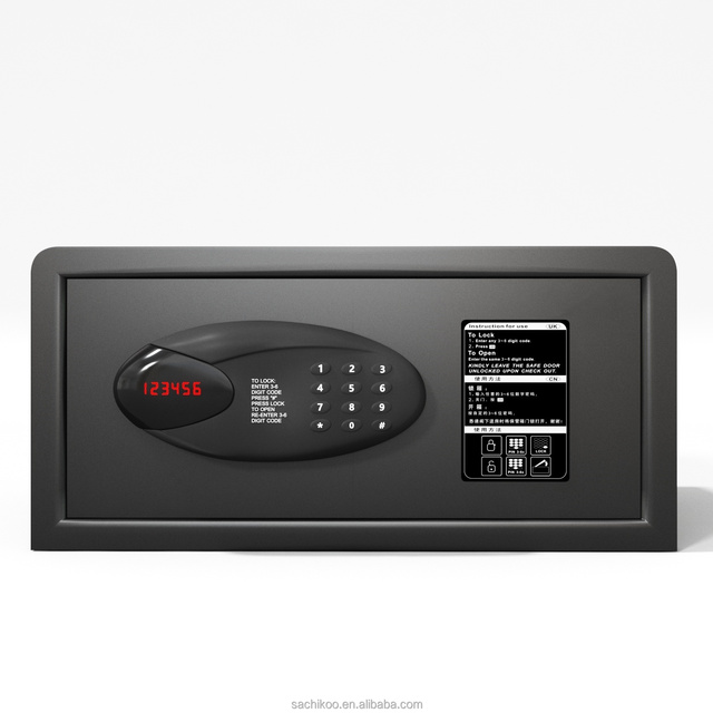 Sachikoo Hotel Room Fireproof Wall Safe Deposit Box Cost-Effective Electronic Steel Metal Cash Storage Socket Wall with Key Lock