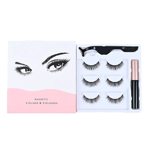 Ensemble de <span class=keywords><strong>faux</strong></span> cils magnétiques multicouches confortables et doux de haute qualité en gros, trois paires, avec recourbe-cils et eye-liner liquide - Product Image 5