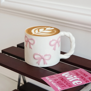 Taza de Cerámica Premium con Logotipo Personalizado, Lazo Rosa, Pedido al por Mayor, Taza de Café para Hotel, Restaurante, Cafetería - Product Image 1
