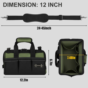 Boîte à outils portable, organiseur de rangement, grand sac à outils, 16 poches, sac à outils tactique robuste avec grande fermeture éclair, boîte à outils de transport - Product Image 6