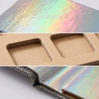 Caja de Cartón Personalizada Premium para Paleta de Sombras de Ojos Holográficas, Embalaje Vacío con Borde Dorado Brillante